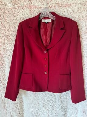 Tahari ASL Women's Deep Red Classic Notch Collar Blazer